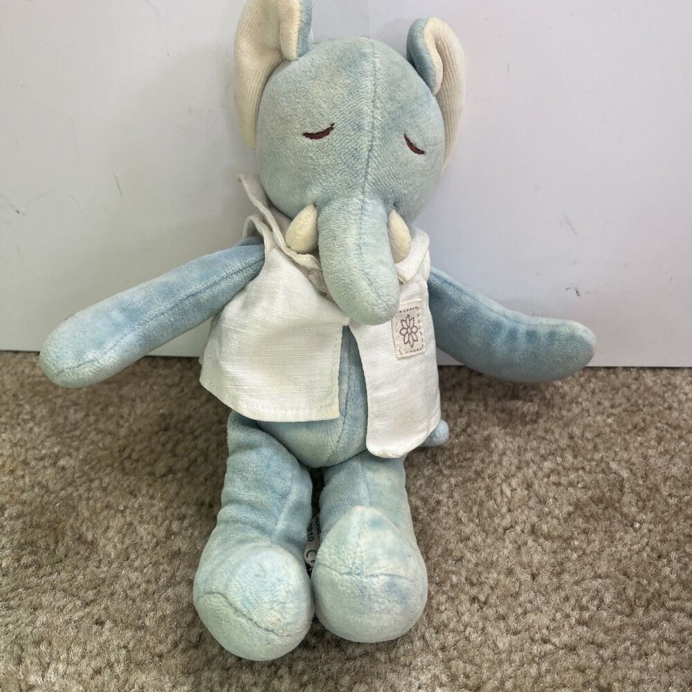 miYim Simply Organic Cotton Light Blue Elephant Plush 10” Stuffed Animal Toy